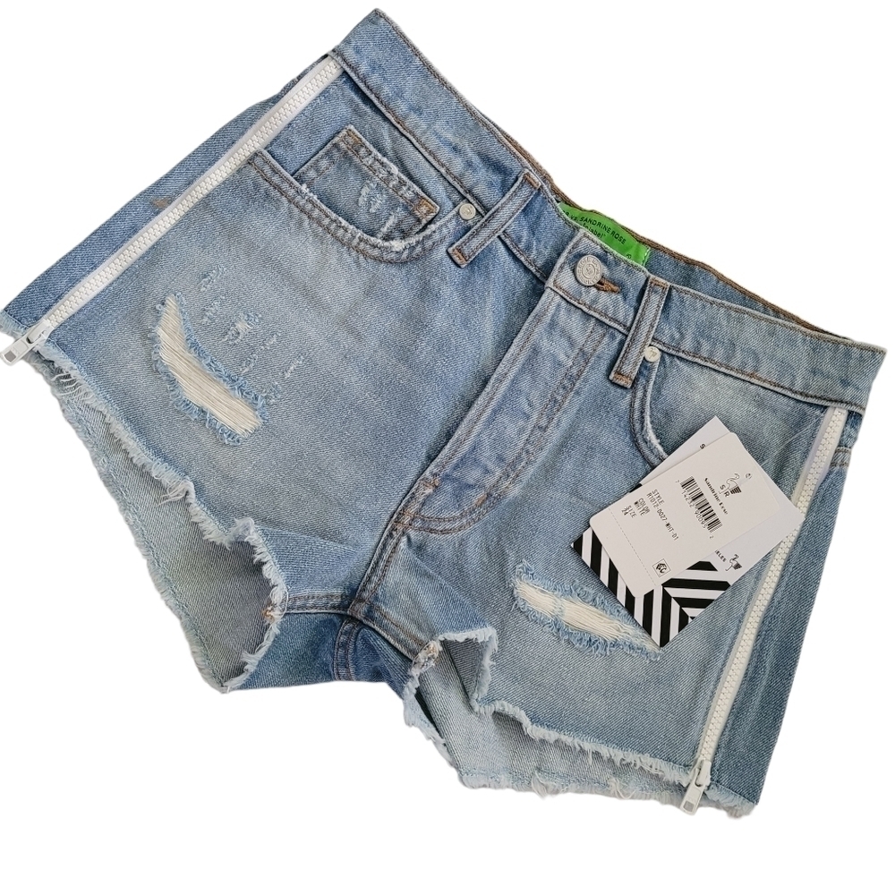 Free People X Sandrine Rose Raw Hem Button Fly Denim Cut Off Shorts